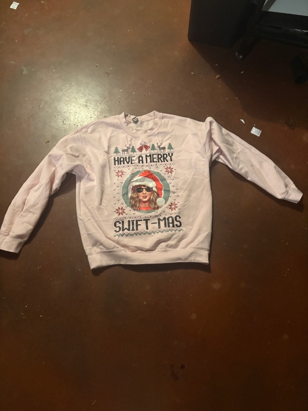 Gildan Light Pink 'Have A Merry Swift-mas' Crewneck Sweatshirt